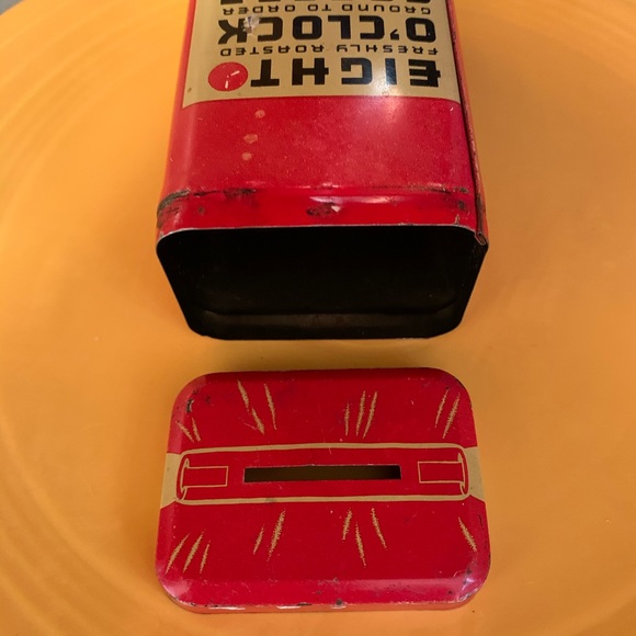 Eight O'Clock Coffee Red Tin Coin Bank - Picture 6 of 6